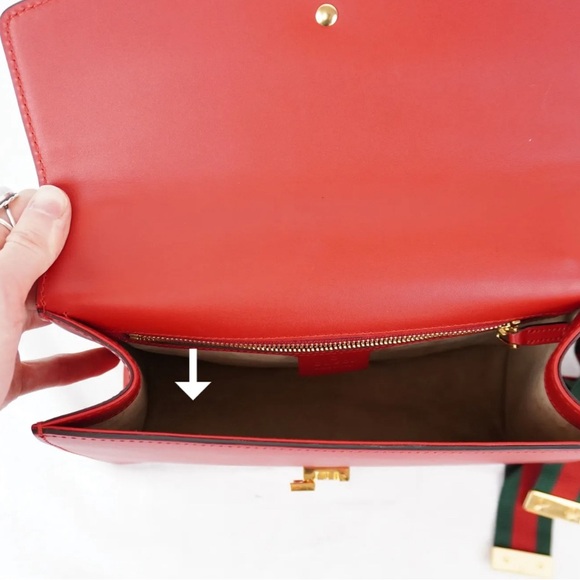 Gucci Small Sylvie Shoulder Bag w/ Red Leather & Gold-Tone Hardware - Picture 10 of 14